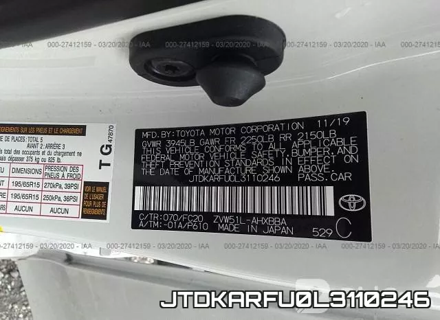 JTDKARFU0L3110246 фото 10