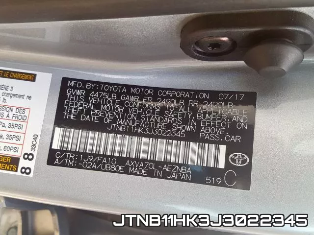 JTNB11HK3J3022345 фото 2