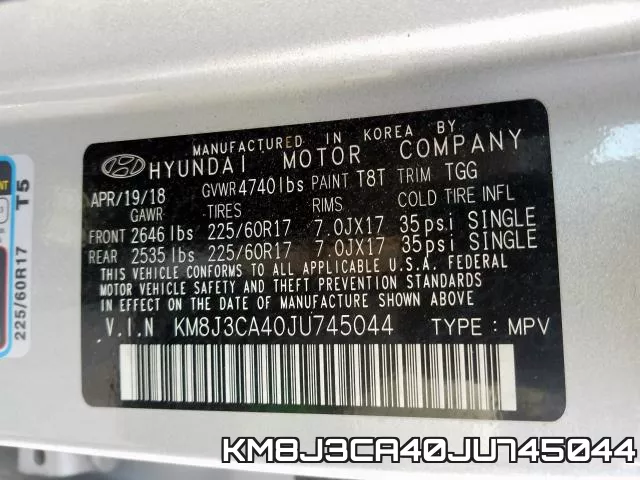 KM8J3CA40JU745044 фото 2