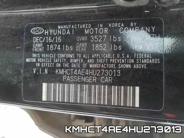 KMHCT4AE4HU273013 фото 2