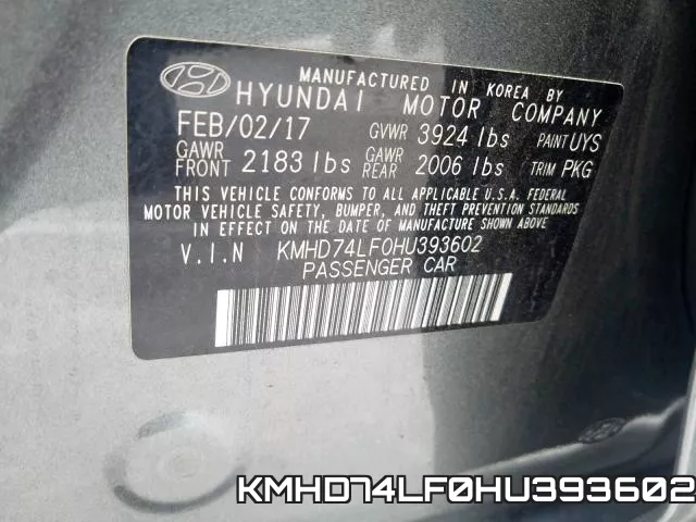 KMHD74LF0HU393602 фото 2