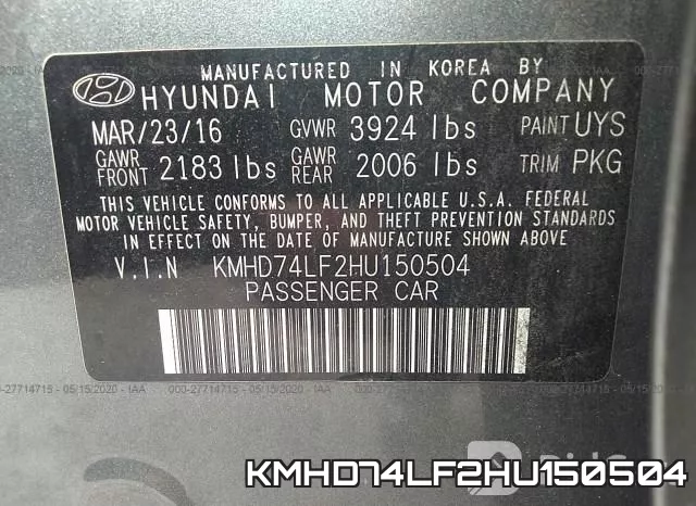 KMHD74LF2HU150504 фото 10