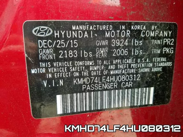KMHD74LF4HU080312 фото 2