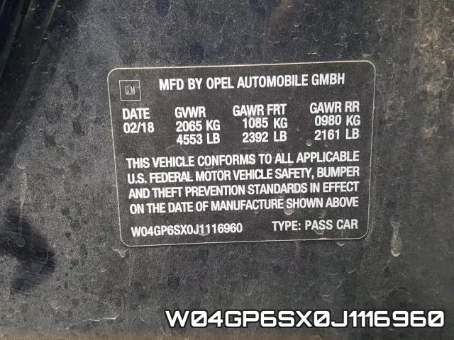 W04GP6SX0J1116960 фото 2