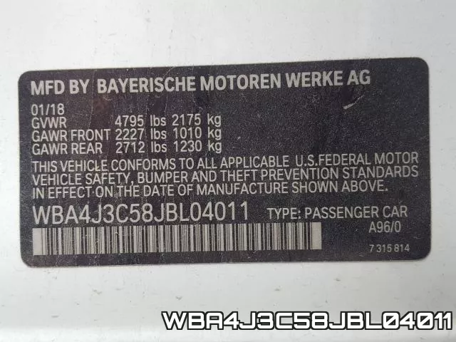 WBA4J3C58JBL04011 фото 2