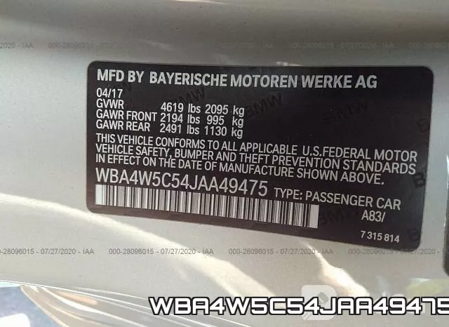 WBA4W5C54JAA49475 фото 10