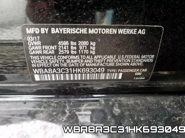 WBA8A3C31HK693049 фото 2