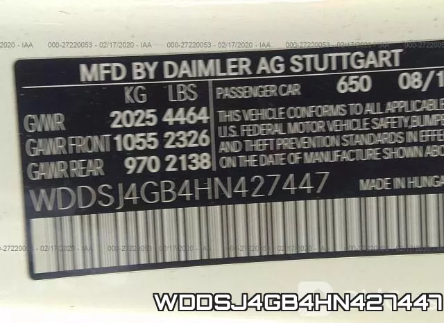 WDDSJ4GB4HN427447 фото 10