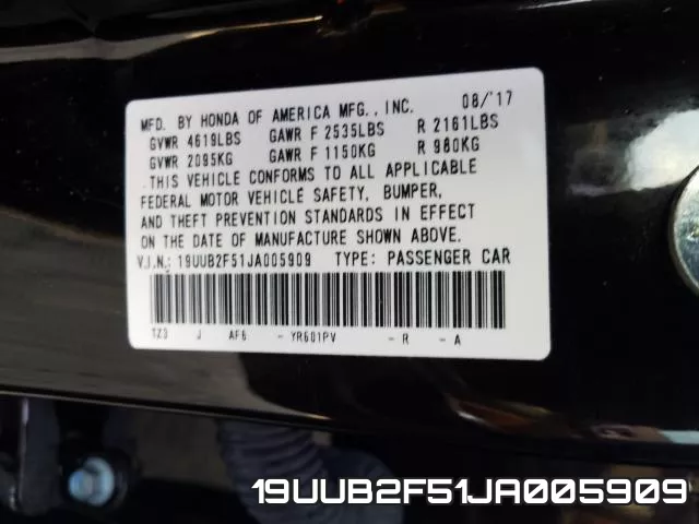 19UUB2F51JA005909 фото 2