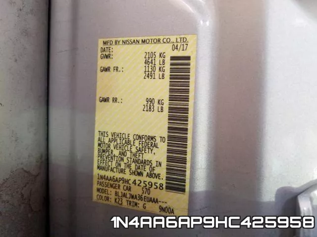 1N4AA6AP9HC425958 фото 2