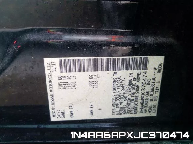 1N4AA6APXJC370474 фото 2