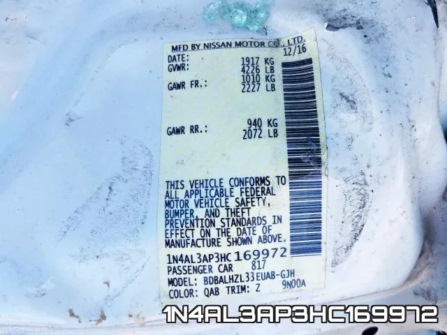 1N4AL3AP3HC169972 фото 2