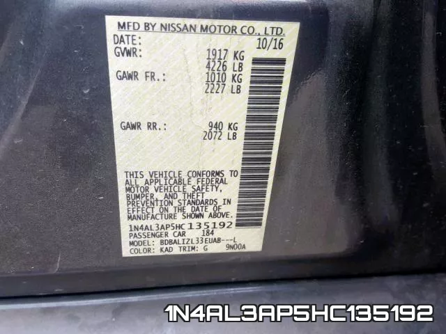 1N4AL3AP5HC135192 фото 2