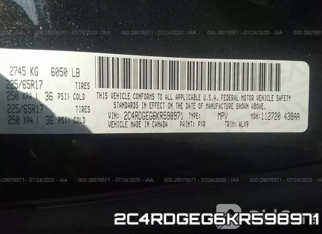 2C4RDGEG6KR598971 фото 10