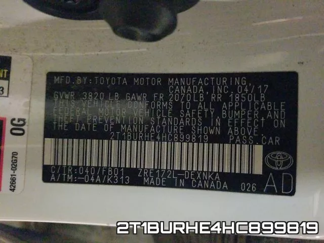2T1BURHE4HC899819 фото 2
