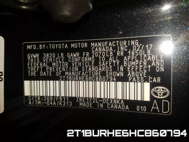 2T1BURHE6HC860794 фото 2