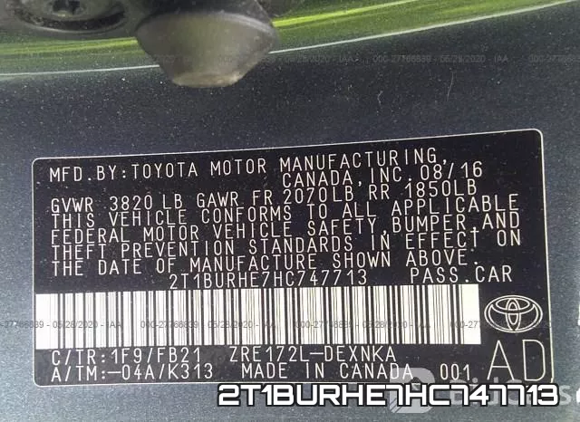 2T1BURHE7HC747713 фото 9