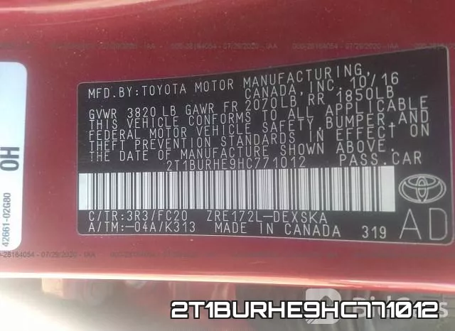 2T1BURHE9HC771012 фото 10