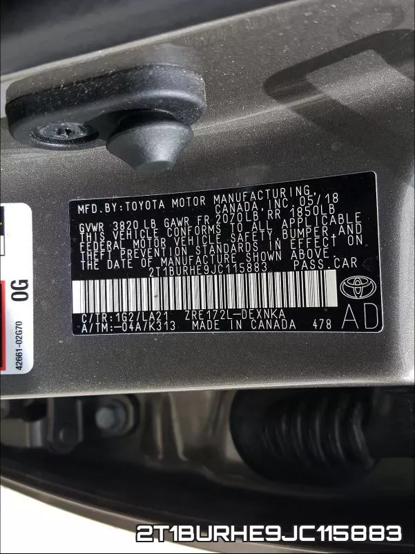 2T1BURHE9JC115883 фото 2