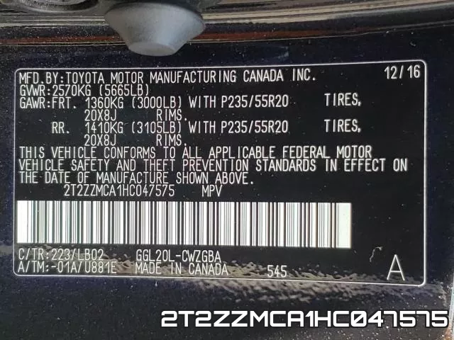 2T2ZZMCA1HC047575 фото 2