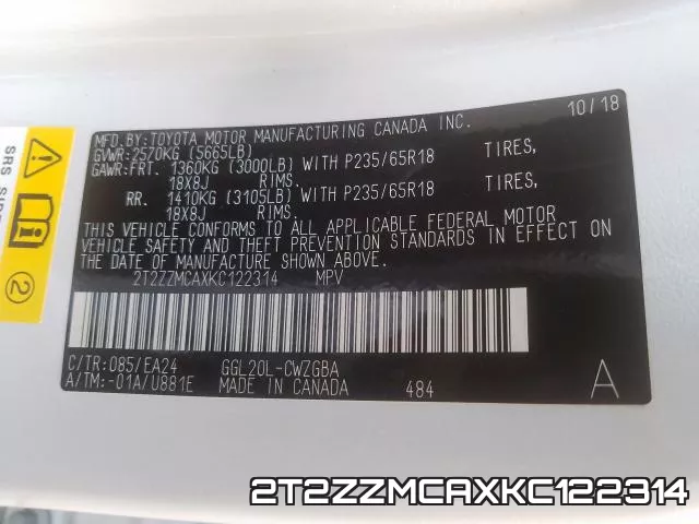 2T2ZZMCAXKC122314 фото 2