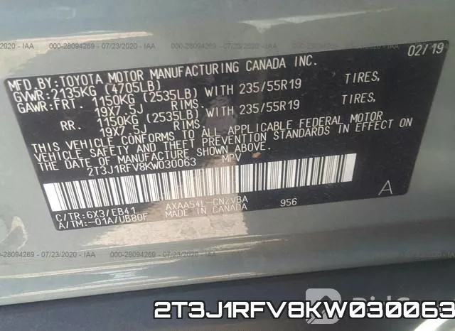 2T3J1RFV8KW030063 фото 10