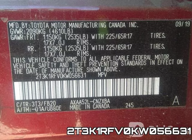 2T3K1RFV0KW056631 фото 10
