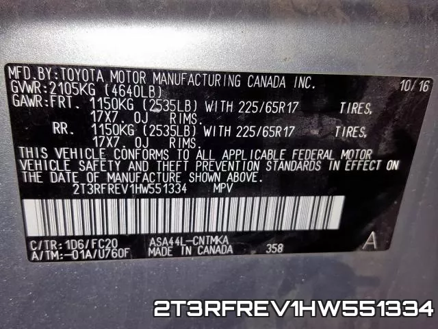 2T3RFREV1HW551334 фото 2