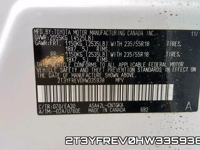 2T3YFREV0HW335938 фото 2