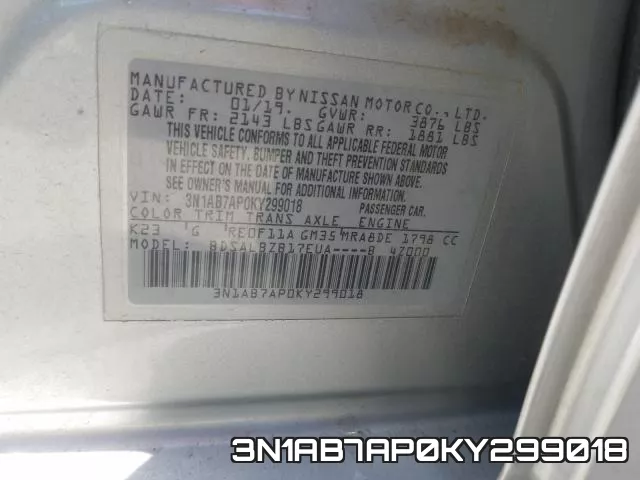 3N1AB7AP0KY299018 фото 2