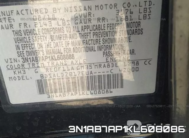 3N1AB7AP1KL608086 фото 10