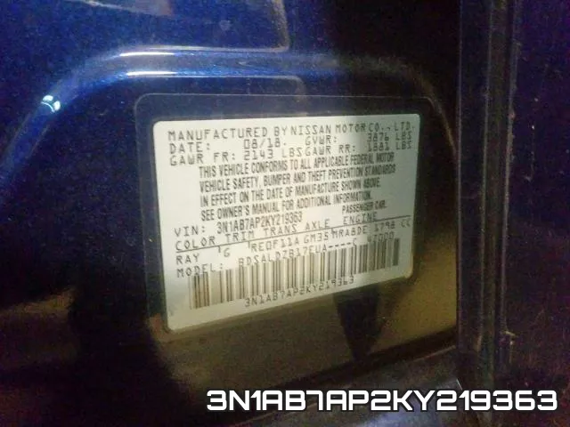 3N1AB7AP2KY219363 фото 2