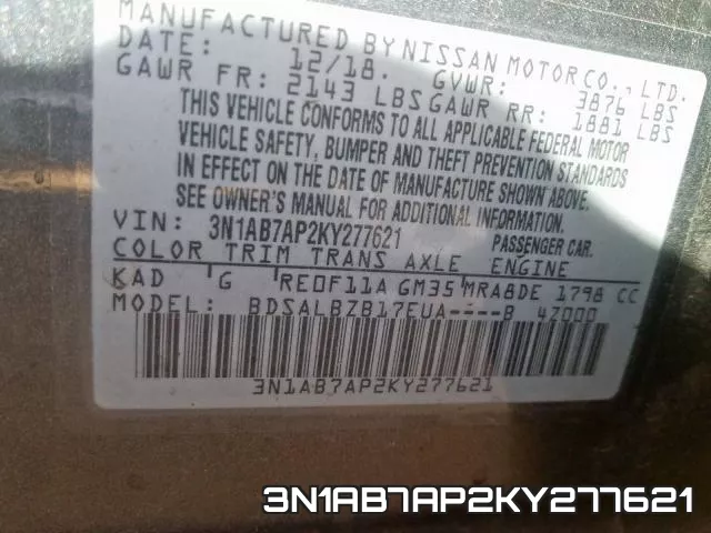 3N1AB7AP2KY277621 фото 2