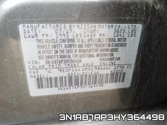 3N1AB7AP3HY364498 фото 2