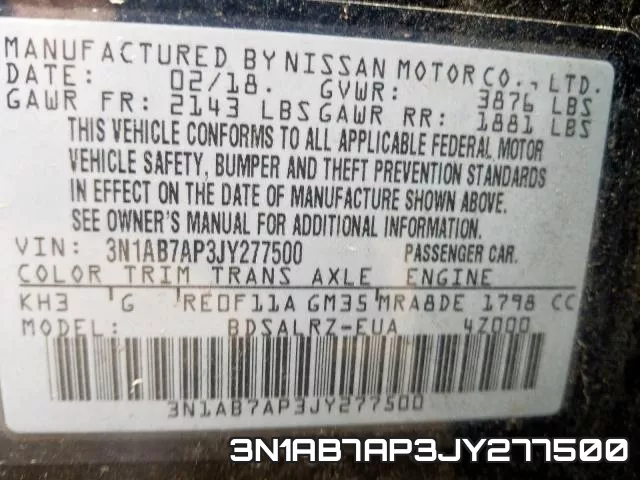 3N1AB7AP3JY277500 фото 2
