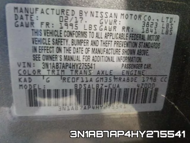 3N1AB7AP4HY275541 фото 2