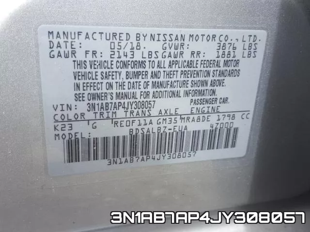 3N1AB7AP4JY308057 фото 2