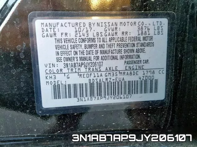 3N1AB7AP9JY206107 фото 2