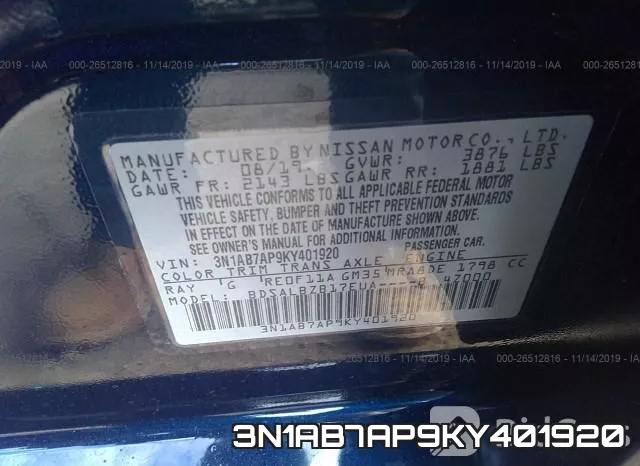 3N1AB7AP9KY401920 фото 10