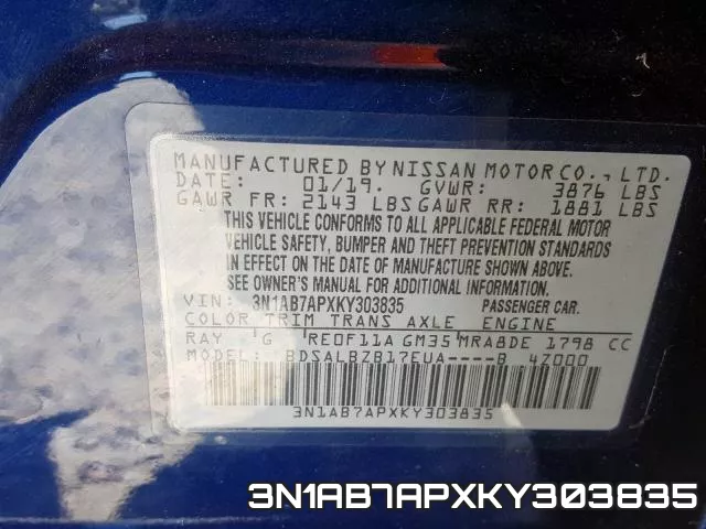 3N1AB7APXKY303835 фото 2