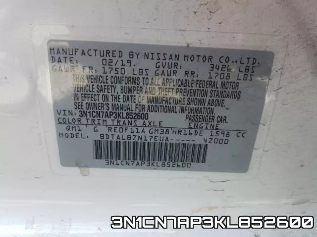 3N1CN7AP3KL852600 фото 2