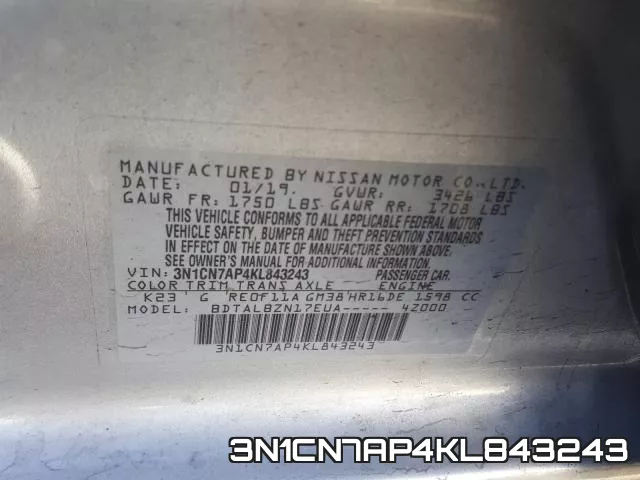 3N1CN7AP4KL843243 фото 2