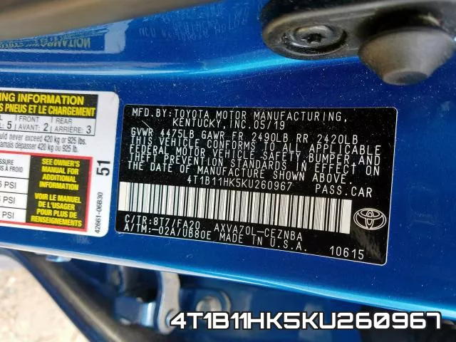 4T1B11HK5KU260967 фото 2