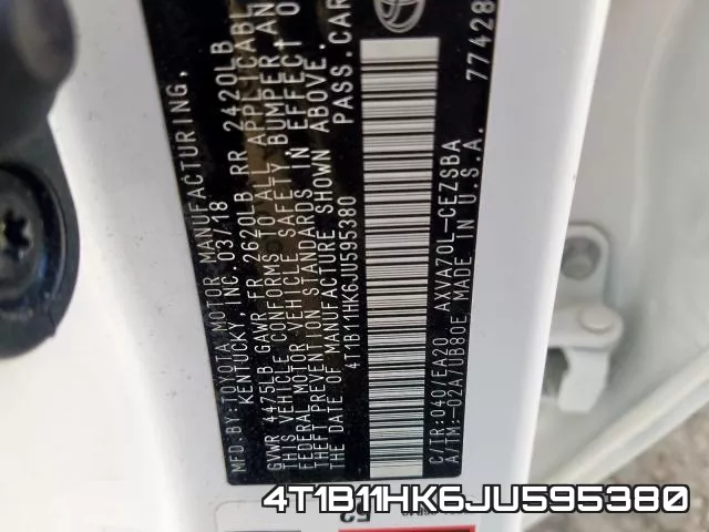 4T1B11HK6JU595380 фото 2