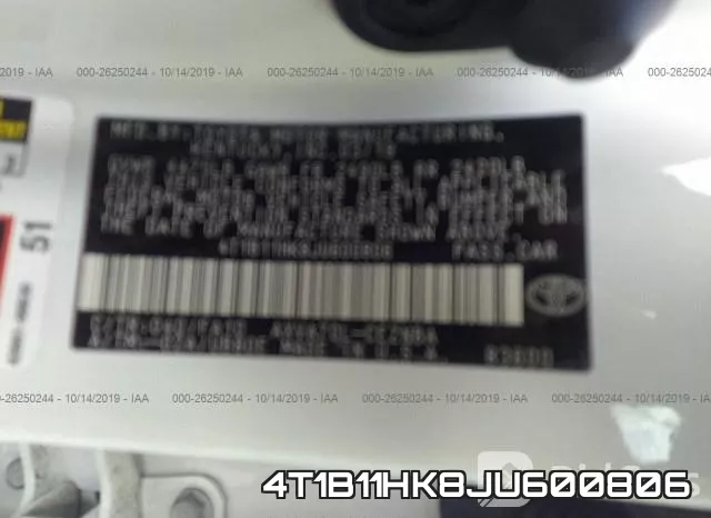 4T1B11HK8JU600806 фото 10