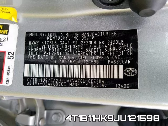 4T1B11HK9JU121598 фото 2