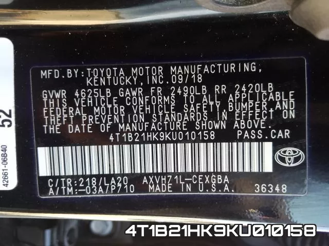 4T1B21HK9KU010158 фото 2