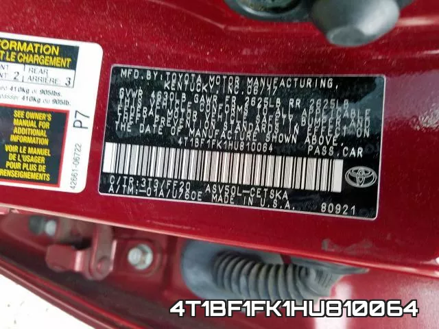 4T1BF1FK1HU810064 фото 2