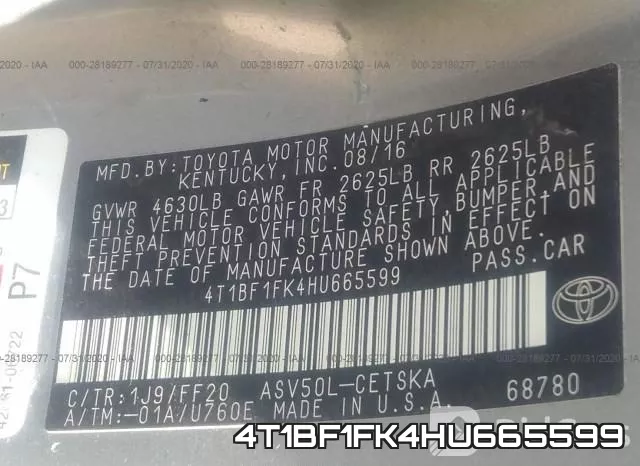 4T1BF1FK4HU665599 фото 10