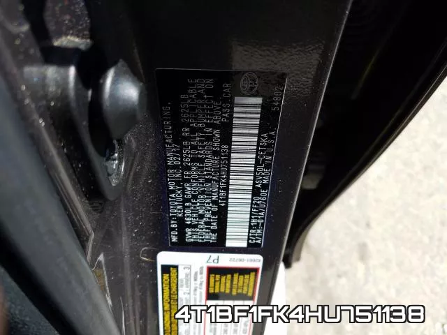 4T1BF1FK4HU751138 фото 2